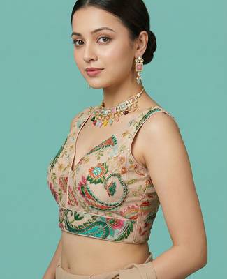 Self embroidered designer saree blouse 4