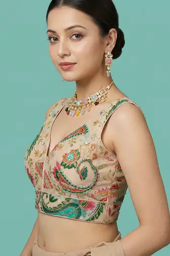Self embroidered designer saree blouse