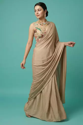 Self embroidered designer saree blouse