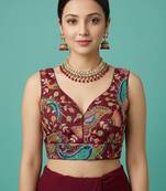 Self embroidered designer saree blouse