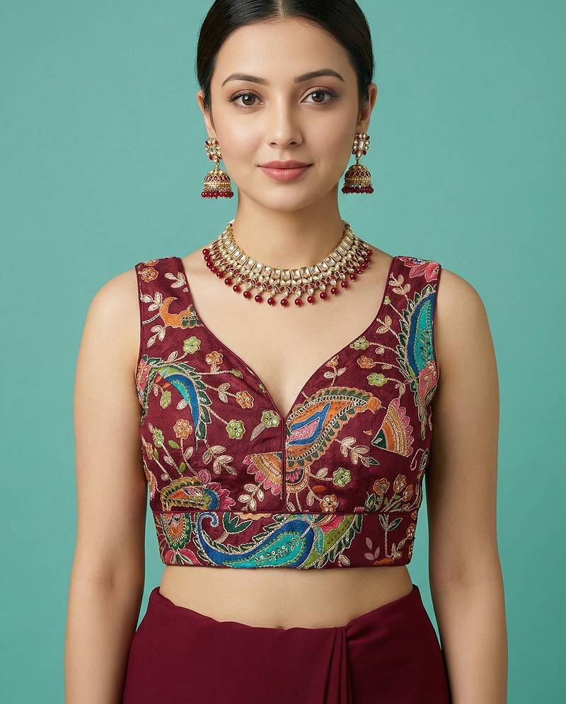 Self embroidered designer saree blouse