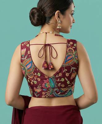 Self embroidered designer saree blouse 2