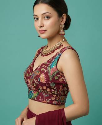 Self embroidered designer saree blouse 3