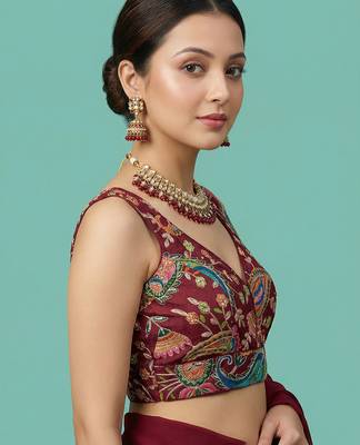 Self embroidered designer saree blouse 4