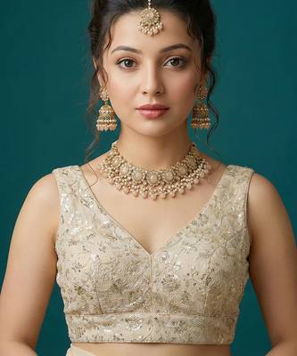 Self embroidered designer saree blouse 1