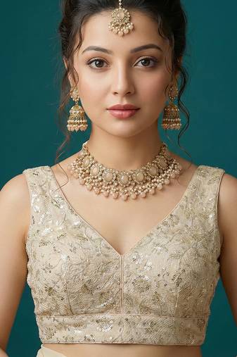 Self embroidered designer saree blouse