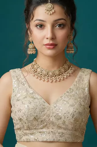 Self embroidered designer saree blouse