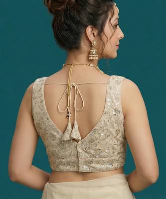 Self embroidered designer saree blouse 2