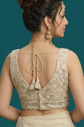 Self embroidered designer saree blouse