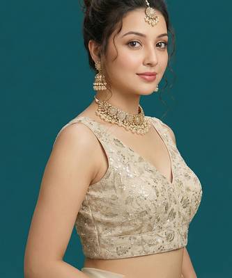 Self embroidered designer saree blouse 3