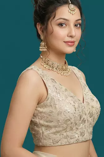 Self embroidered designer saree blouse
