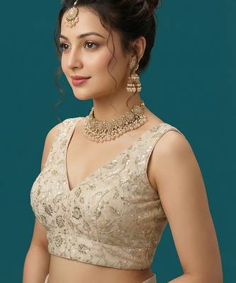 Self embroidered designer saree blouse 4