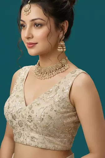 Self embroidered designer saree blouse