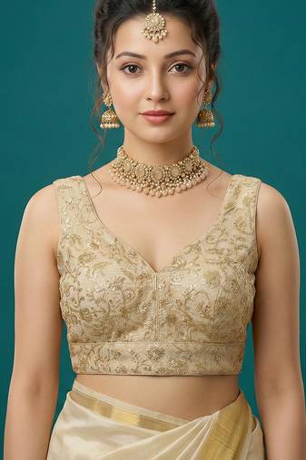 Self embroidered designer saree blouse