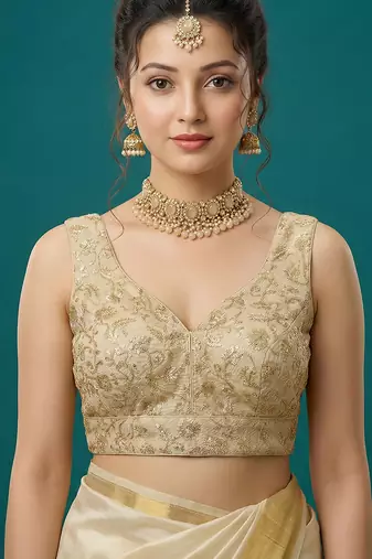 Self embroidered designer saree blouse