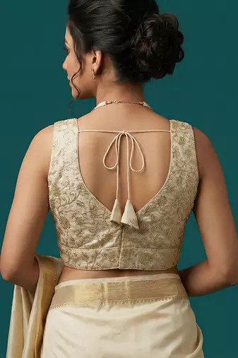 Self embroidered designer saree blouse
