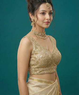 Self embroidered designer saree blouse 3