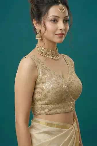Self embroidered designer saree blouse