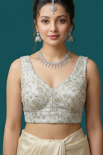 Self embroidered designer saree blouse