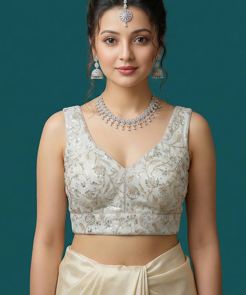 Self embroidered designer saree blouse