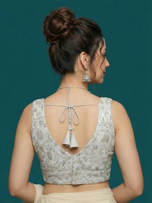 Self embroidered designer saree blouse 2