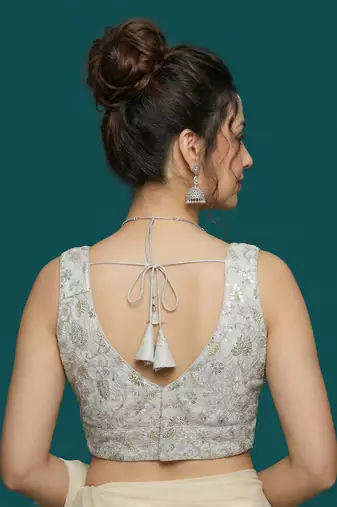 Self embroidered designer saree blouse