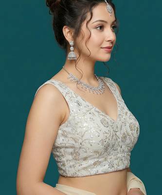 Self embroidered designer saree blouse 3