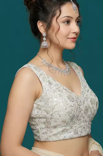 Self embroidered designer saree blouse