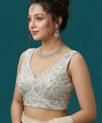 Self embroidered designer saree blouse 4