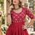 Red cotton readymade anarkali suit with embroidery & mirror work