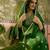 green thread embroidered silk blend stitched straight trouser salwar suit set