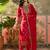 red thread embroidered silk blend stitched straight trouser salwar suit set