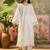 off-white floral embroidered cotton blend stitched a-line trouser salwar suit set