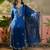 royal blue thread embroidered silk blend stitched straight trouser salwar suit set