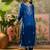 royal blue thread embroidered silk blend stitched straight trouser salwar suit set