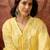 yellow thread embroidered cotton blend stitched straight trouser salwar suit set