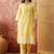 yellow thread embroidered cotton blend stitched straight trouser salwar suit set