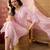 pink thread embroidered cotton blend stitched straight trouser salwar suit set