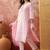 pink thread embroidered cotton blend stitched straight trouser salwar suit set