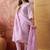 lavender thread embroidered cotton blend stitched straight trouser salwar suit set