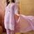 lavender thread embroidered cotton blend stitched straight trouser salwar suit set