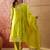 lime green zari embroidered silk blend stitched straight trouser salwar suit set