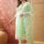 mint green thread embroidered cotton blend stitched straight trouser salwar suit set