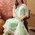mint green thread embroidered cotton blend stitched straight trouser salwar suit set