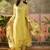 yellow zari embroidered silk blend stitched anarkali trouser salwar suit set