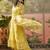 yellow zari embroidered silk blend stitched anarkali trouser salwar suit set