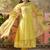 yellow zari embroidered silk blend stitched anarkali trouser salwar suit set
