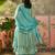 sky blue zari embroidered silk blend stitched anarkali trouser salwar suit set