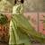 olive green thread embroidered silk blend stitched straight trouser salwar suit set