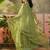 olive green thread embroidered silk blend stitched straight trouser salwar suit set
